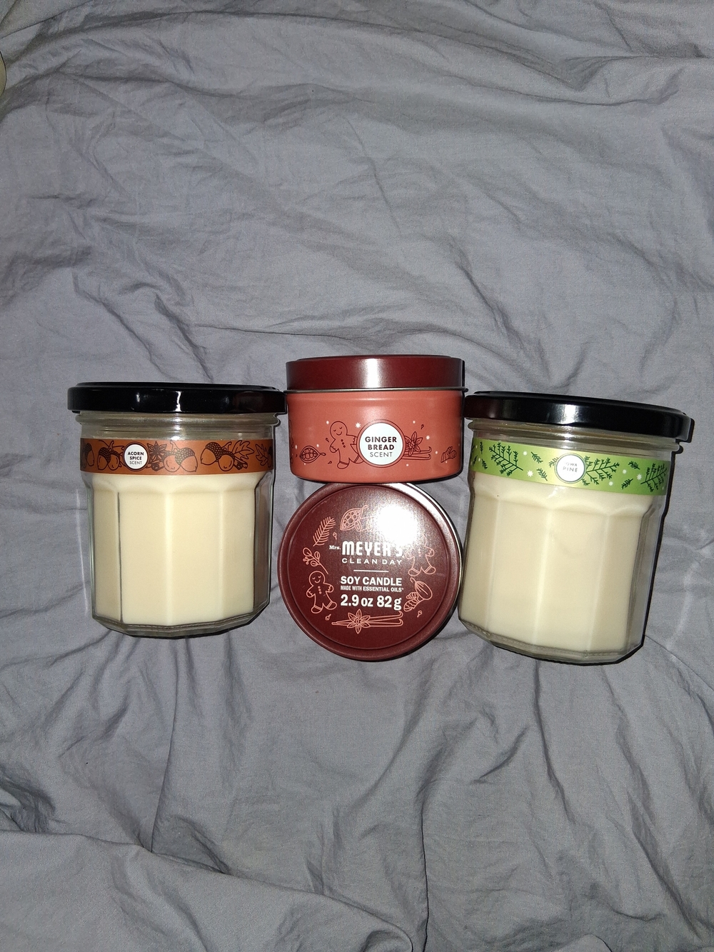 Mrs. Meyers Bundled Soy Candle - Red Travel Tin And 2 Large 7.2 Oz Candles